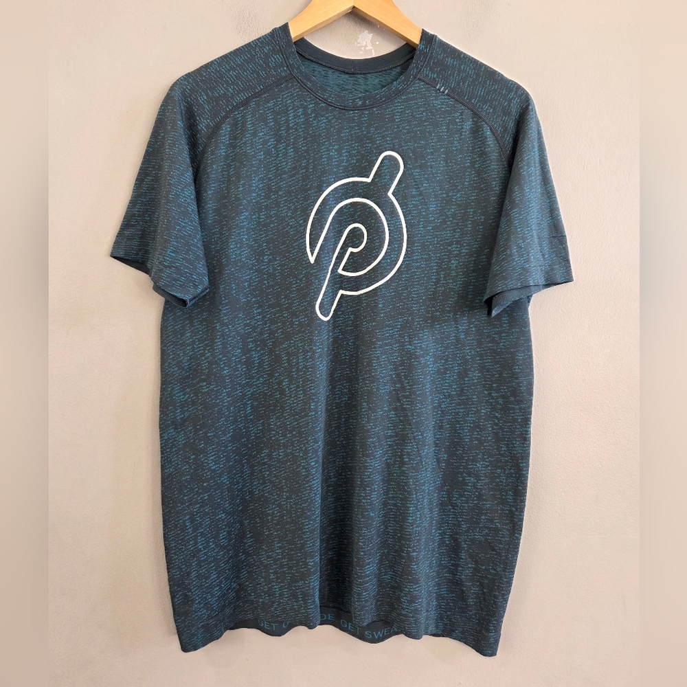 Men's Lululemon Peloton Metal Vent Tech Short Sleeve Blue Shirt Size Medium